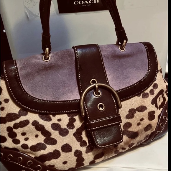 Coach Soho Suede/Real Calf Hair/Leather Whipstitch Satchel w/bow RARE- Large - Picture 5 of 11